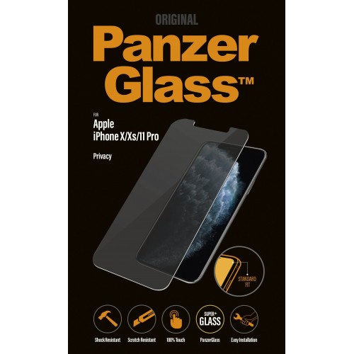 PanzerGlass P2661 Apple, iPhone X/Xs/11 Pro, grūdintas stiklas, skaidrus, su privatumo filtru