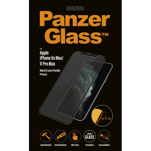 PanzerGlass P2666 Apple, iPhone Xs Max/11 Pro Max, grūdintas stiklas, juodas, tinkamas dėklui