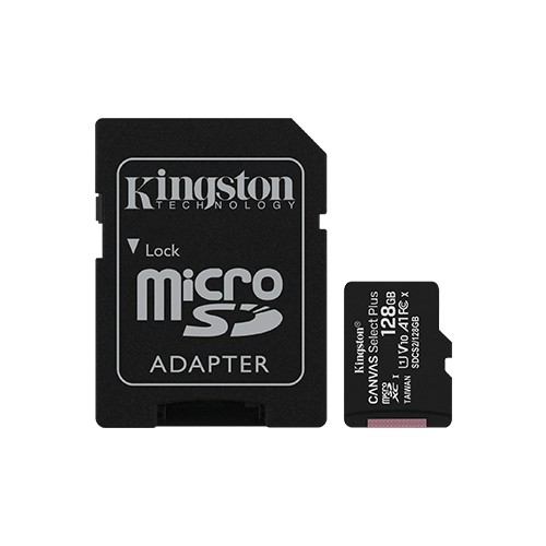 Kingston Canvas Select Plus UHS-I“ 128 GB, „MicroSDXC“, „Flash“ atminties klasė 10, SD