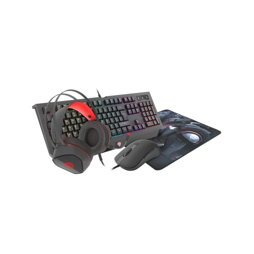 GENESIS COMBO rinkinys 4in1 kobalto 330 rgb klaviatūra + pelė + ausinės + pelės kilimėlis, us
