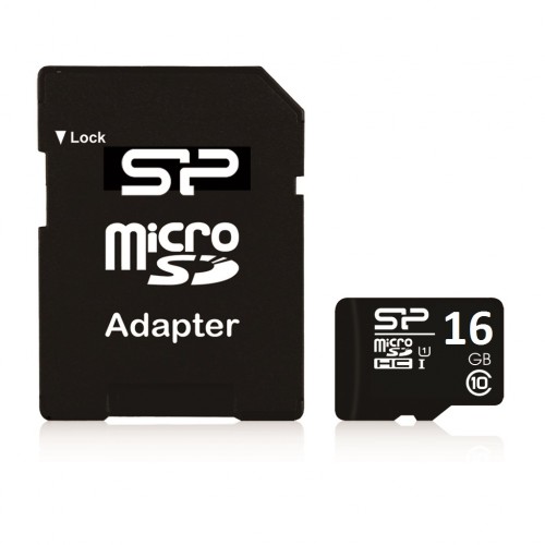Silicon Power 16 GB, MicroSDHC, Flash atminties klasė 10, SD adapteris Atminties kortelės