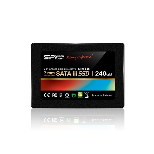 Silicon Power Slim S55 240 GB, SSD sąsaja SATA, Rašymo greitis 450 MB/s, Skaitymo greitis 550
