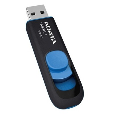 ADATA UV128 64 GB, USB 3.0, juoda/mėlyna Išoriniai kietieji diskai ADATA