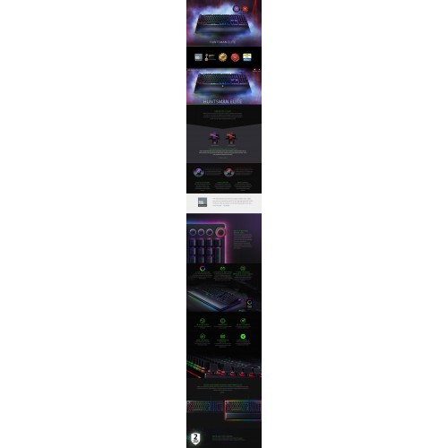 Razer Huntsman Elite žaidimų klaviatūra, JAV išdėstymas, laidinė, juoda Klaviatūros Razer
