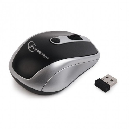 Gembird MUSW-002 2,4 GHz belaidė optinė pelė, USB, belaidė jungtis, juoda / sidabrinė