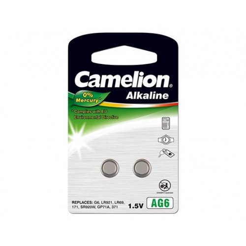 Camelion AG6/LR69/LR921/371, šarminis mygtukinis elementas, 2 vnt Baterijos Camelion