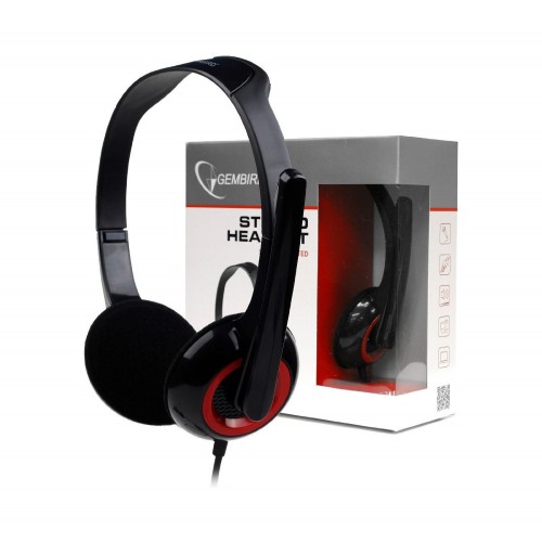 Gembird MHS-002 stereo ausinės 3,5 mm, juoda/raudona, įtaisytas mikrofonas Ausinės ir ausinukai
