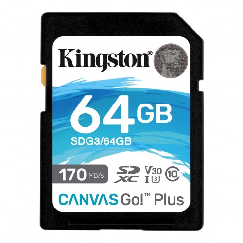 Kingston Canvas Go! Plius 64 GB, SD, Flash atmintis 10 klasė Atminties kortelės Kingston