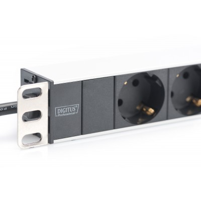 Digitus Aluminum outlet strip with 8 safety outlets DN-95401 Sockets quantity 8, 8x safety outlets 250VAC 50/60Hz / 16A / 4000W.
