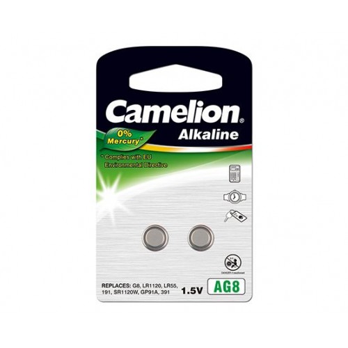 Camelion AG8/LR55/LR1121/391, šarminis mygtukas, 2 vnt. Baterijos Camelion