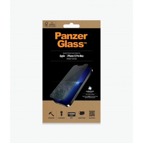 PanzerGlass Apple, iPhone 13 Pro Max, grūdintas stiklas, juodas, privatumo ekrano apsauga