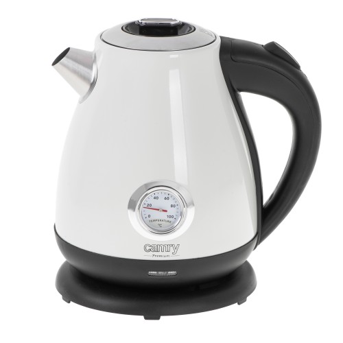 Camry Kettle with a thermometer CR 1344 Electric, 2200 W, 1.7 L, Stainless steel, 360 rotational base, White