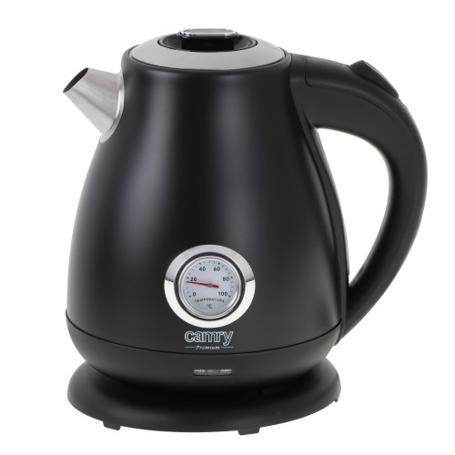 Camry Kettle with a thermometer CR 1344 Electric, 2200 W, 1.7 L, Stainless steel, 360 rotational base, Black