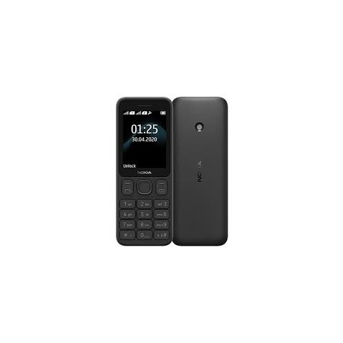 Nokia 125 Black, 2,4 colio, TFT, 240 x 320 pikselių, 4 MB, Dvi SIM, Mini SIM, USB versija