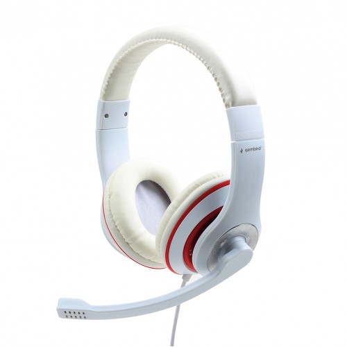 Gembird stereo ausinės MHS 03 WTRD balta su raudonu žiedu, ausinės Ausinės ir ausinukai Gembird