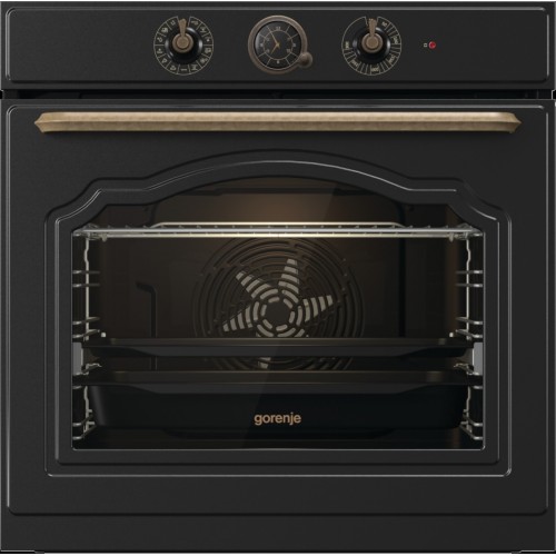 Gorenje Oven BOS67371CLB 77 L, Built in, EcoClean, Mechanical, Steam function, Height 59.5 cm, Width 59.5 cm, Black