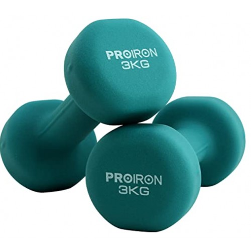 PROIRON Hanteliai, 2 vnt, 3 kg, tamsiai žalia, neoprenas Sporto įranga PROIRON
