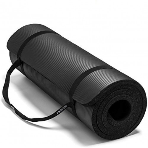 PROIRON mankštos kilimėlis juodas, putplasčio guma, 180 x 61 x 1,5 cm Suvynioto skersmuo: 15-20