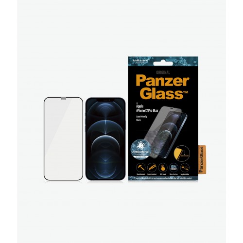 PanzerGlass Apple, iPhone 12 Pro Max, stiklas, juodas, skaidrus ekrano apsauginis sluoksnis
