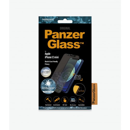 PanzerGlass CamSlider Privacy AB Apple, iPhone 12 mini, grūdintas stiklas, juodas, privatus