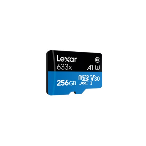 Lexar didelio našumo 633x UHS-I micro SDXC, 256 GB, 10 klasė, U3, V30, A1, 45 MB/s, 100 MB/s