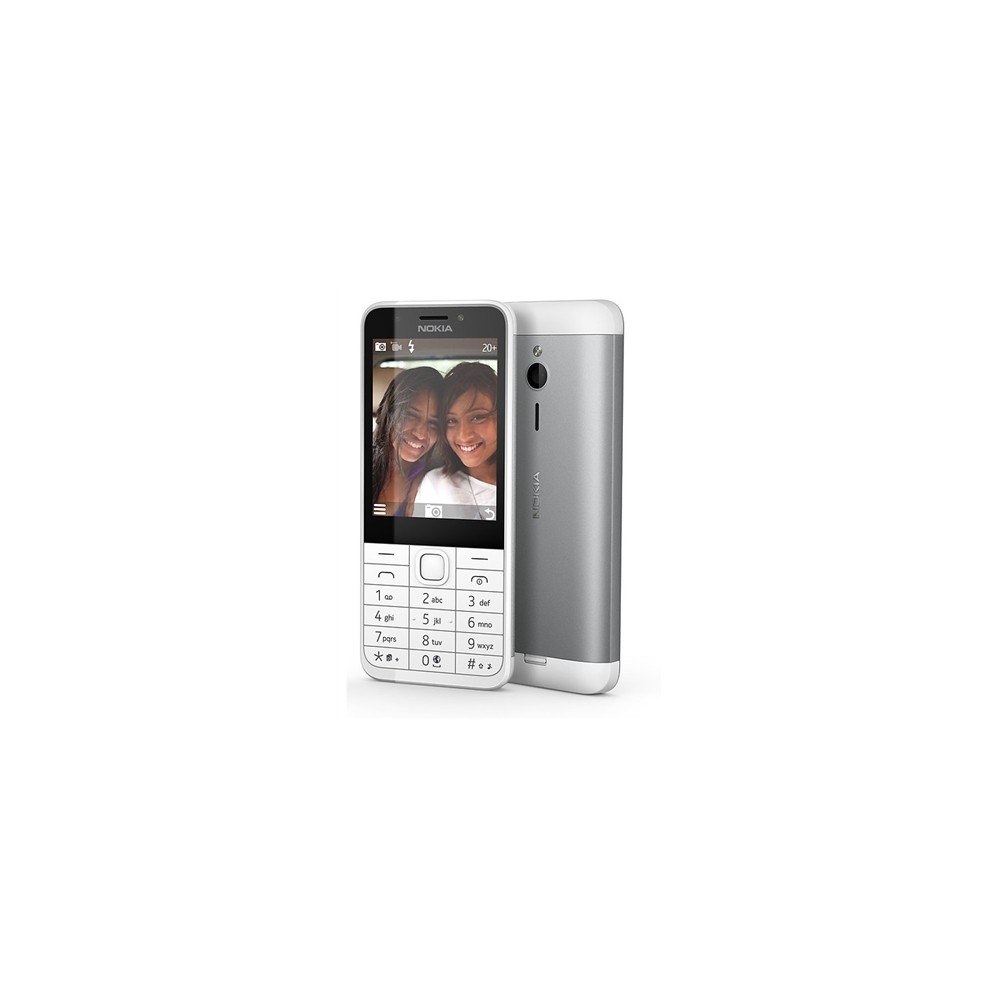 Nokia 230 Silver, 2.8 ", TFT, 240 x 320 pixels, 16 MB, Dual SIM, Mini-SIM, Bluetooth, 3.0, USB version microUSB 1.1, Built-in ca