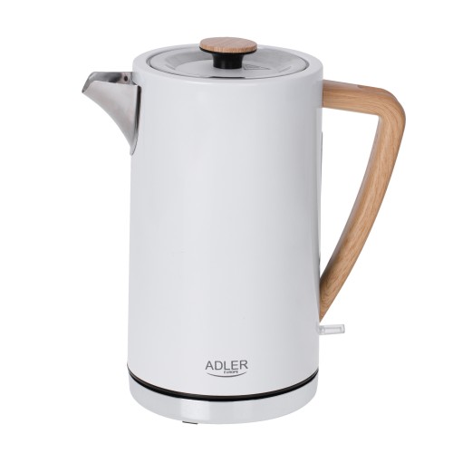 Adler Kettle AD 1347w Electric, 2200 W, 1.5 L, Stainless steel, 360 rotational base, White