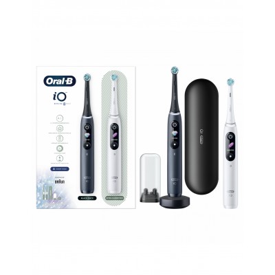 Oral-B Electric Toothbrush iO8 Series Duo Rechargeable, For adults, Number of brush heads included 2, Black Onyx/White, Number o