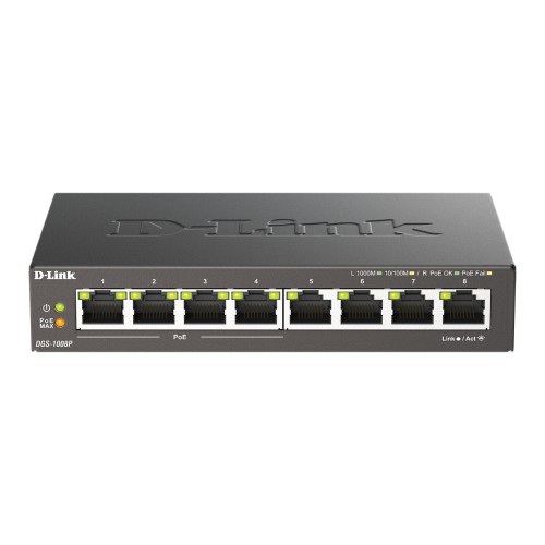 D-Link 8-Port Gigabit PoE Switch DGS-1008P Unmanaged, Desktop