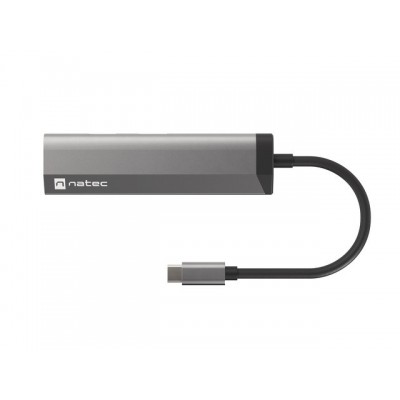 Natec Multi-Port Adapter Fowler Slim 0.15 m, Grey, USB Type-C