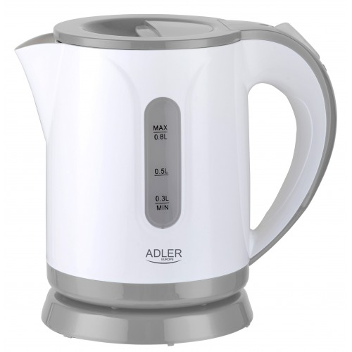 Adler Kettle AD 1371g Electric, 850 W, 0.8 L, Stainless steel/Polypropylene, 360 rotational base, White/Grey