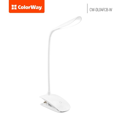 ColorWay LED stalinė lempa, lanksti ir klipas su įmontuota baterija Balta, Stalinė lempa, 3