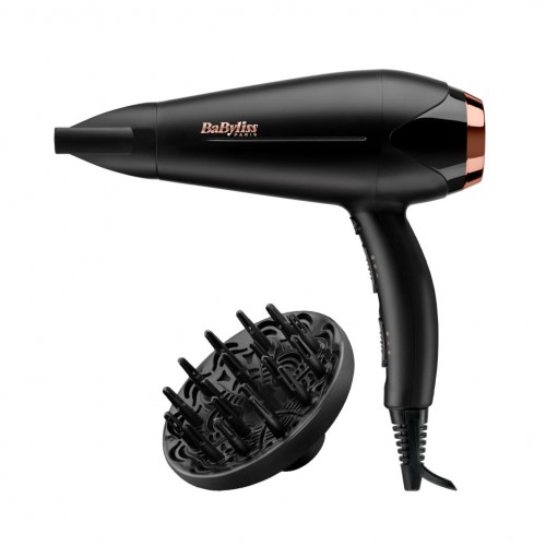 BABYLISS Hair Dryer Turbo Shine D570DE 2200 W, Number of temperature settings 3, Ionic function, Diffuser nozzle, Black