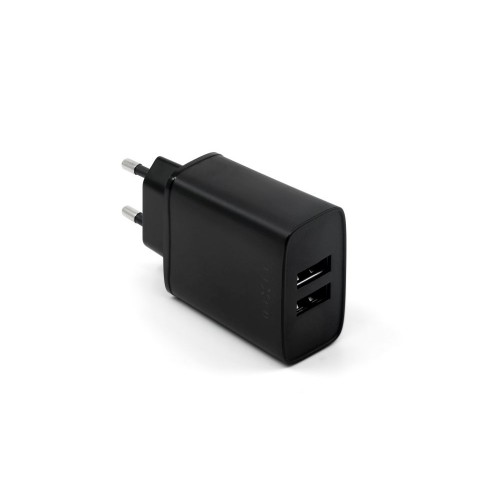Fixed Dual USB Travel Charger Fast charging, Black, 15 W