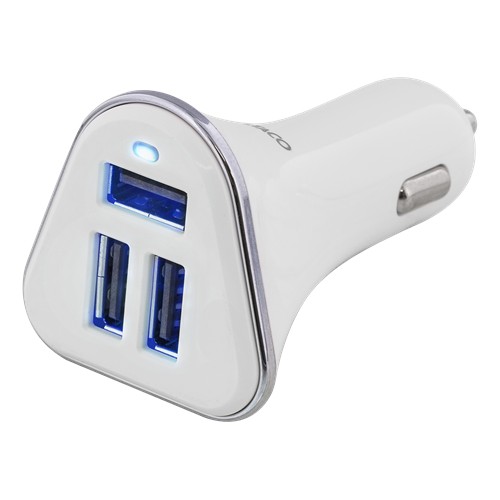 DELTACO Car Charger 3xUSB 5.2A, White, 26 W