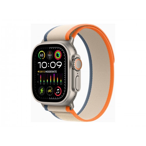 Apple Watch Ultra 2 GPS + Cellular, 49mm Titanium Case with Orange/Beige Trail Loop - M/L Apple Water-resistant, Splash-resistan
