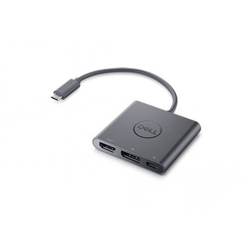 Dell | Black | USB-C Male | HDMI Female USB Female USB-C (power only) Female | Adapter | USB-C to HDMI/DP with Power Pass-Throug