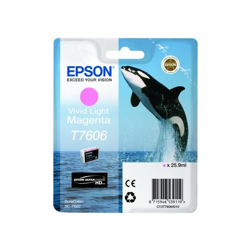 Epson T7606 rašalo kasetė, šviesiai purpurinė Spausdintuvų reikmenys Epson