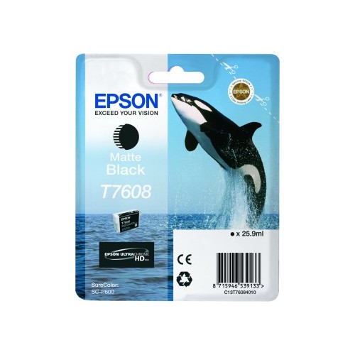 Epson T7608 rašalo kasetė, matinė juoda Spausdintuvų reikmenys Epson