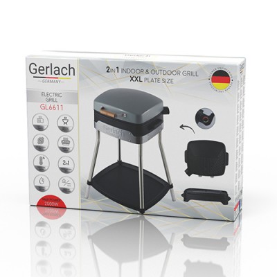 Gerlach GL 6611 elektrinė kepsninė, 2500 W, juoda/pilka Elektriniai griliai ir kepsninės Gerlach