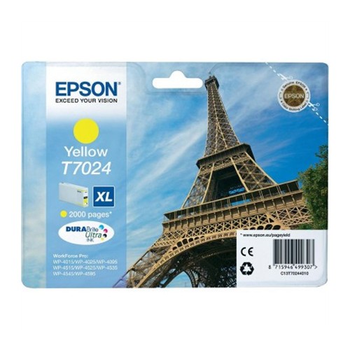 Epson T7024 rašalo kasetė, geltona Spausdintuvų reikmenys Epson