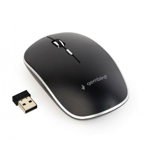 Gembird tyli belaidė optinė pelė MUSW-4BS-01 USB, juoda Kompiuterinės pelės Gembird