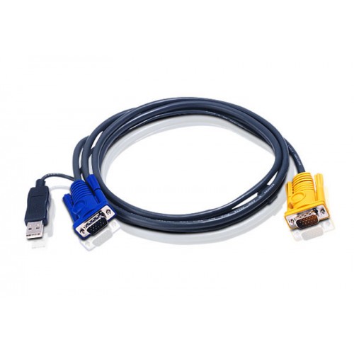 Aten 2L-5202UP 1,8M USB KVM kabelis su 3 in 1 SPHD ir įmontuotu PS/2 į USB keitikliu KVM