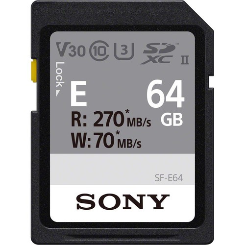 Sony 64 GB SF-E serijos SDXC UHS-II atminties kortelė, V30 Atminties kortelės Sony