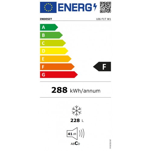 INDESIT šaldiklis UI6 F1T W1 Energijos vartojimo efektyvumo klasė F, Vertikalus, Laisvai