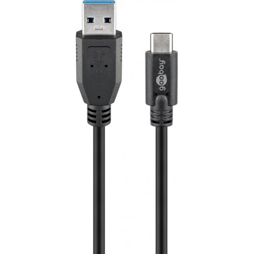 Goobay Sync & Charge Super Speed“ USB-C į USB A 3.0 įkrovimo laidas 67999 Apvalus kabelis