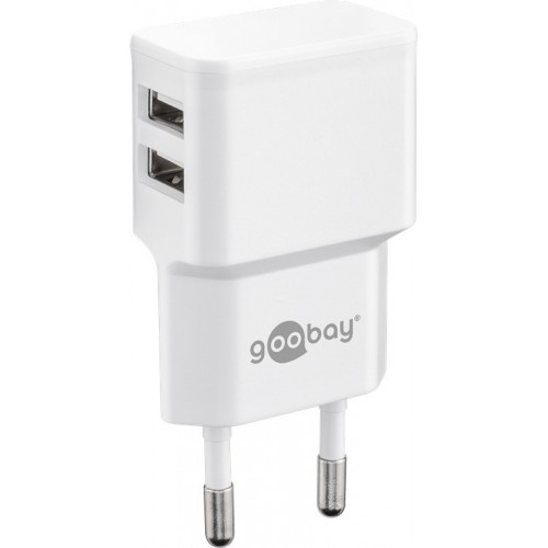 Goobay Dual USB“ įkroviklis 44952 2,4 A, 2 USB 2.0 lizdai (A tipas), baltas, 12 W Adapteriai
