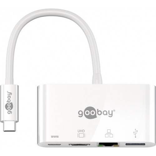 Goobay adapteris (HDMI + Ethernet, PD) 62105 baltas Įkrovos stotelės Goobay