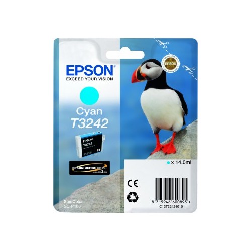 Epson T3242 rašalo kasetė, žalsvai mėlyna Spausdintuvų reikmenys Epson