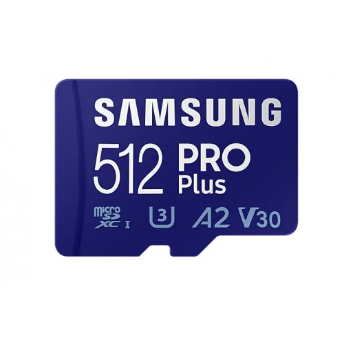 Samsung microSD Card Pro Plus 512 GB, MicroSDXC, Flash atminties klasė 10, SD adapteris